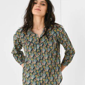 Trovata Ruth Shirt in Blue and Yellow Floral